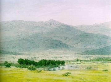Paisaje en el Riesengebirge Paisaje romántico Caspar David Friedrich río Pinturas al óleo